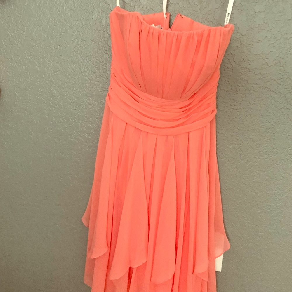 David’s Bridal Pink Strapless Bridesmaid Dress